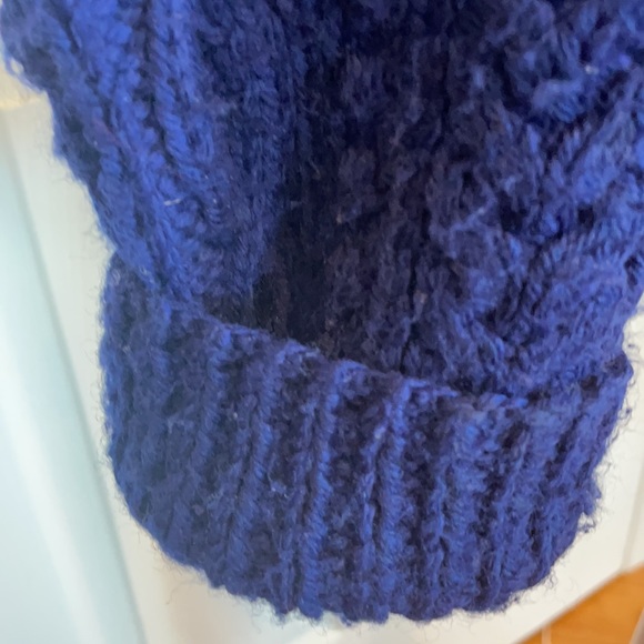 Vintage Handmade chunky Cable knit navy blue cardigan sweater - Picture 10 of 16